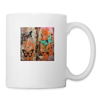 Graffiti rouille métal papillons rue urbaine - Mug blanc - blanc - Droite