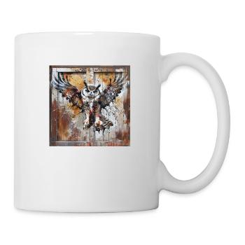 Graffiti owl flight rust metal urban street art - Mug - white - Right