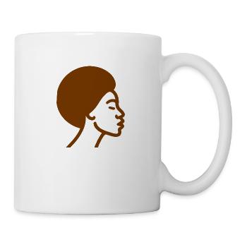 Afro Frau Line Art – Minimalistische One-Line - Tasse - Weiß - Rechts