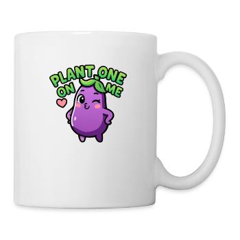 Jeu de mots sur l’aubergine Kawaii Chibi – Plant One On Me Funny - Mug blanc - blanc - Droite
