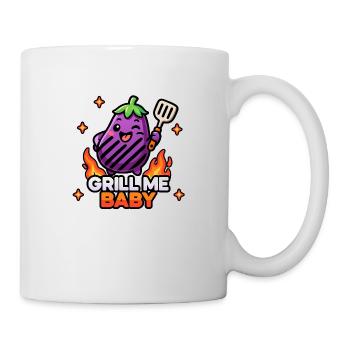 Aubergine mignonne Kawaii Chibi – Grill Me Baby BBQ Pun - Mug blanc - blanc - Droite