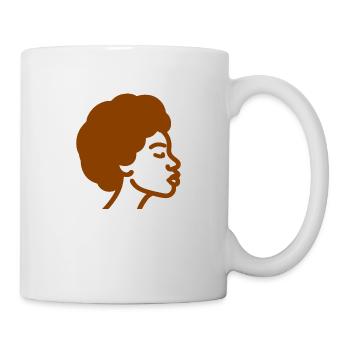 Afro Frau Line Art – Minimalistische One-Line - Tasse - Weiß - Rechts