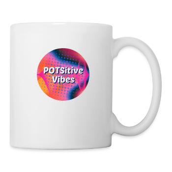 POTSitive Vibes bunter Hintergrund Wellen - Tasse - Weiß - Rechts