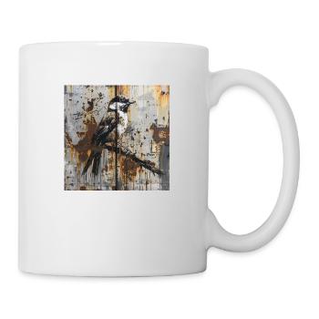 Graffiti Songbird Branch Rust Metal Container Door - Mug - white - Right
