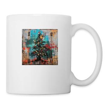 Graffiti Xmas Tree Rost Metall urban Containertür - Tasse - Weiß - Rechts