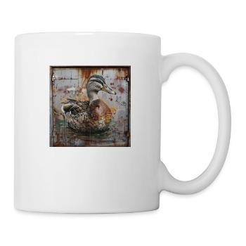 Graffiti Female Duck Rust Metal Container Door - Mug - white - Right