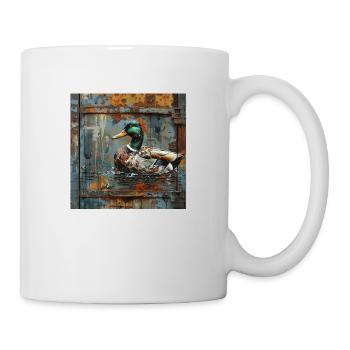 Graffiti Duck Rust Metal Container Door - Mug - white - Right