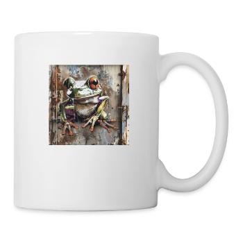Graffiti frog rust metal urban container door - Mug - white - Right