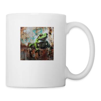 graffiti frog green rust metal urban street art - Mug - white - Right