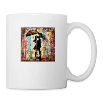 Graffiti kissing couple rust metal urban streetar - Mug - white - Right
