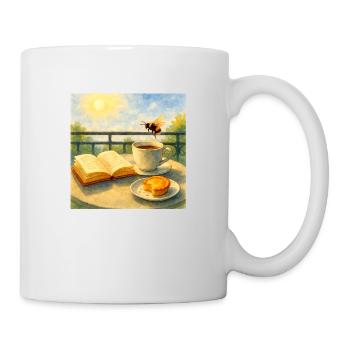 Lesen und Kaffee trinken auf dem Balkon - Tasse - Weiß - Rechts