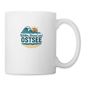 Wellen Strand und Ostsee - Tasse - Weiß - Rechts