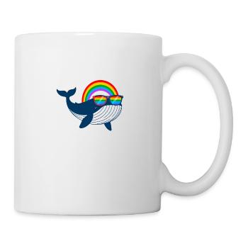 baleine, baleine, LGTB, arc-en-ciel, lunettes de soleil - Mug blanc - blanc - Droite