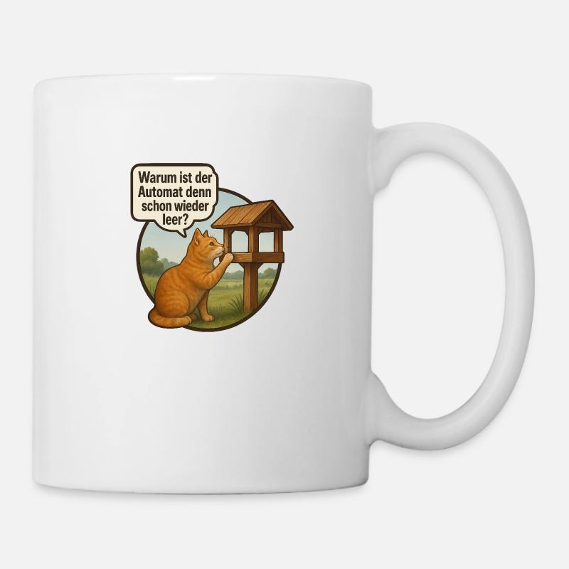 Vogelhaus Katze - Tasse - Weiß