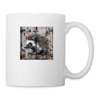 Graffiti Hedgehog Rust Metal urban street art container - Mug - white - Right