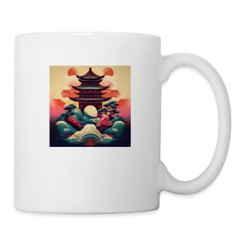 Artistic Japanese Pagoda: Bold Traditional Design - Mug - white - Right
