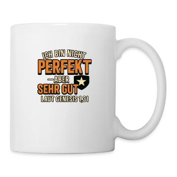 Ich bin nicht perfekt aber "Sehr gut" - Tasse - Weiß - Rechts