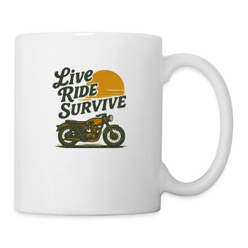 motorbike live ride survive vintage style - Mug - white - Right