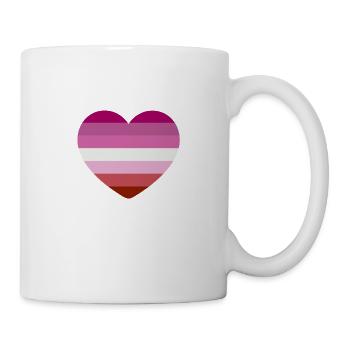 Herz in den Farben der Lesbenflagge - Tasse - Weiß - Rechts