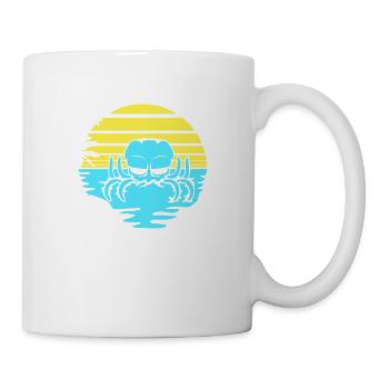Oktopus Meer Sonnenuntergang Strand Urlaub Linien - Tasse - Weiß - Rechts
