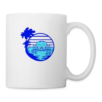 Oktopus Meer Sonnenuntergang Strand Urlaub Linien - Tasse - Weiß - Rechts