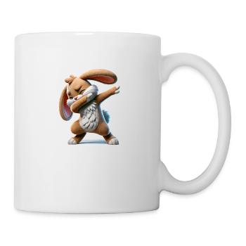 Bande dessinée de tamponnage de lapin - Mug blanc - blanc - Droite