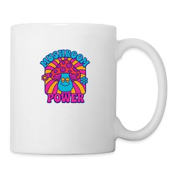 Mushroom Power – Psychedelischer Pilz im Retro-Sti - Tasse - Weiß - Rechts