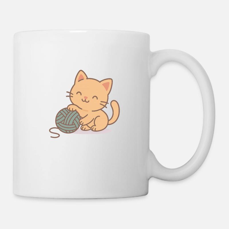 Chaton avec pelote de laine - Mug blanc - blanc
