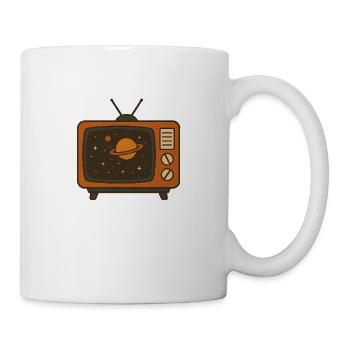 Retro TV with Universe – Vintage Space Vib - Mug - white - Right