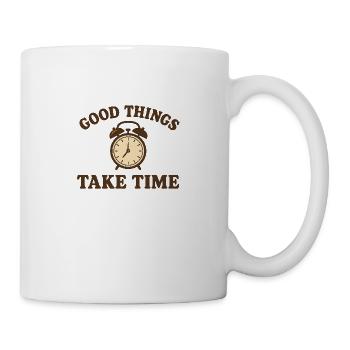 Patience Retro Saying – Good Things Take Time Clock - Mug - white - Right