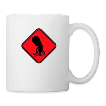 Octopus Danger Sign Caution Warning - Mug - white - Right
