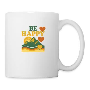 Be Happy – Retro Design - Tasse - Weiß - Rechts