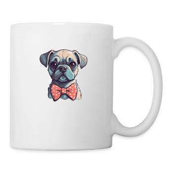 A cute dog wearing a bowtie - Mug - white - Right