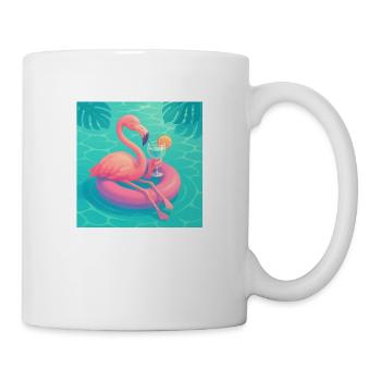 Flamant Rose Chill – Vacances à la Piscine - Mug blanc - blanc - Droite