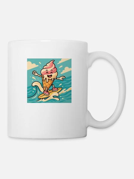 Glace Surfeuse – Fun & Fraîcheur Estivale - Mug blanc - blanc