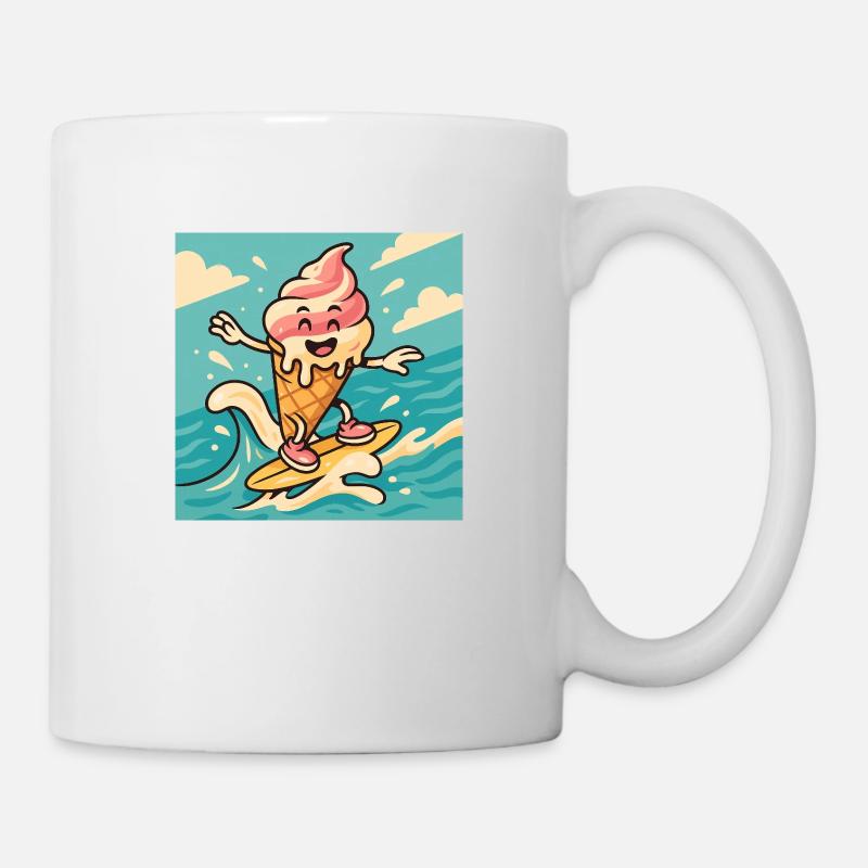 Glace Surfeuse – Fun & Fraîcheur Estivale - Mug blanc - blanc