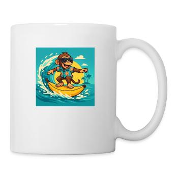 Singe Surfeur – Banana Vibes Tropicales - Mug blanc - blanc - Droite