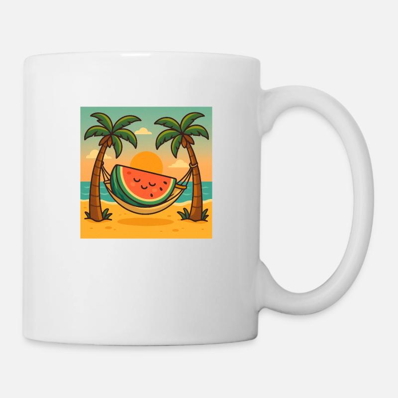 Wassermelone Relax – Hängematte & Sonne - Tasse - Weiß
