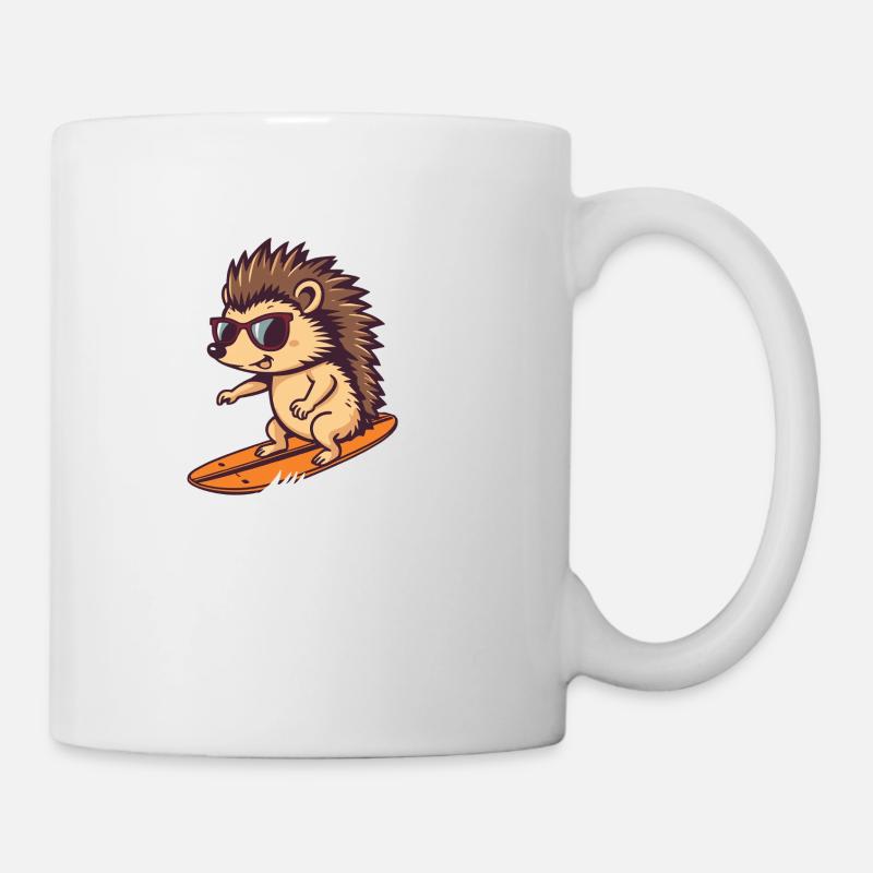 Hérisson surfeur avec lunettes de soleil - Mug blanc - blanc