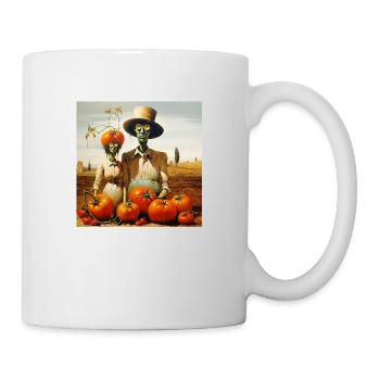 Tomato Farmer Man WomanTomato Landscape Surreal - Mug - white - Right