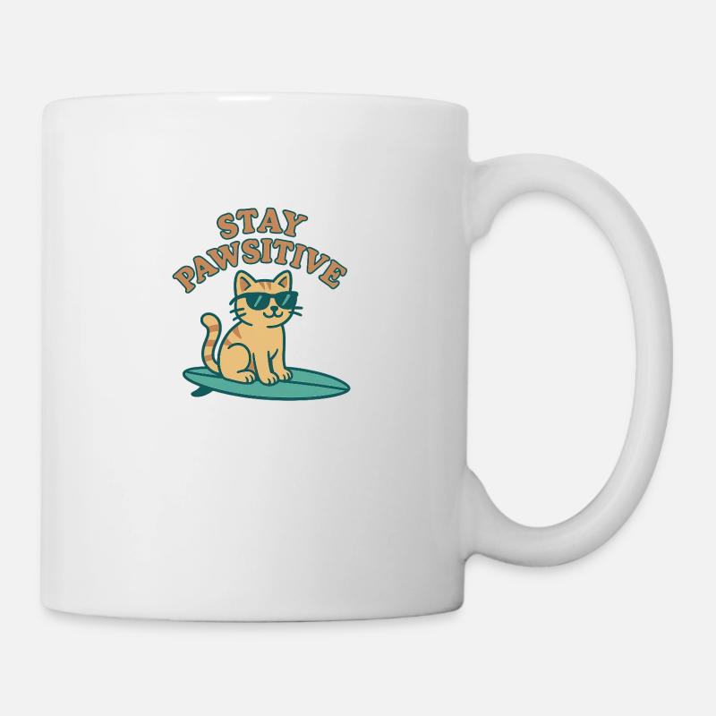Stay Pawsitive – Coole Katzen-Vibes - Tasse - Weiß
