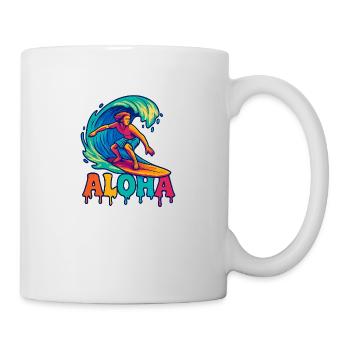 ALOHA – Surfer im Wellenrausch - Tasse - Weiß - Rechts