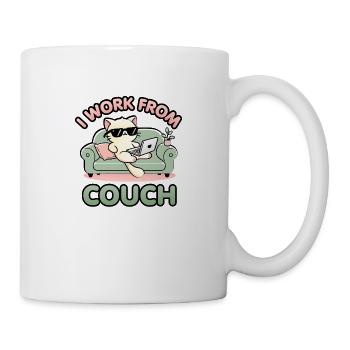 I Work From Couch – Lazy Cat Remote Worker Design - Mug - white - Right