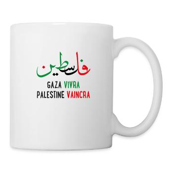Calligraphie Palestine en arabe Gaza vivra vaincra - Mug blanc - blanc - Droite