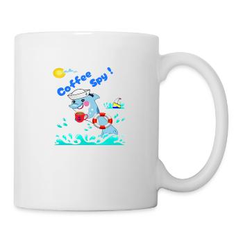 Coffee Spy Secret Sticker With Сyber- Marine Vibe - Mug - white - Right