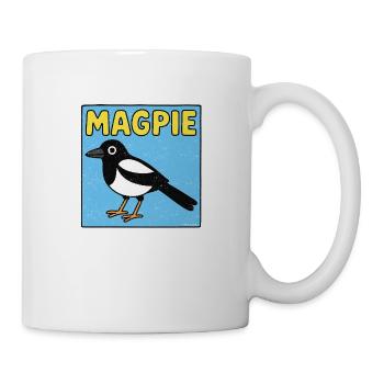 Dessin animé de pie - Look patiné - Mug blanc - blanc - Droite