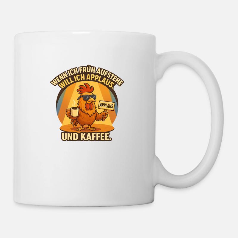 Applaudissements et café – le coq🐓☕️ précoce - Mug blanc - blanc