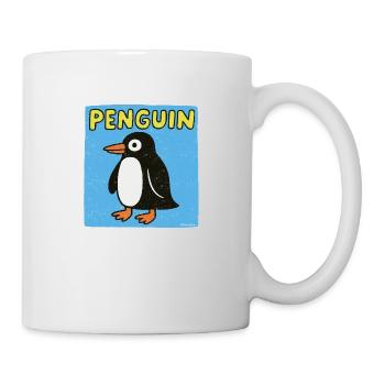 Dessin animé pingouin - aspect patiné - Mug blanc - blanc - Droite