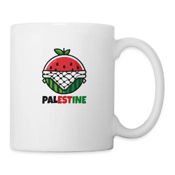 Icon Pastèque avec Keffieh et texte Palestine - Mug blanc - blanc - Droite