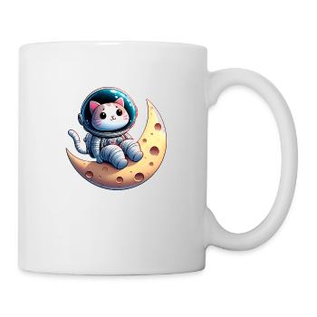 Süsse Astronauten Katze auf dem Mond - Tasse - Weiß - Rechts